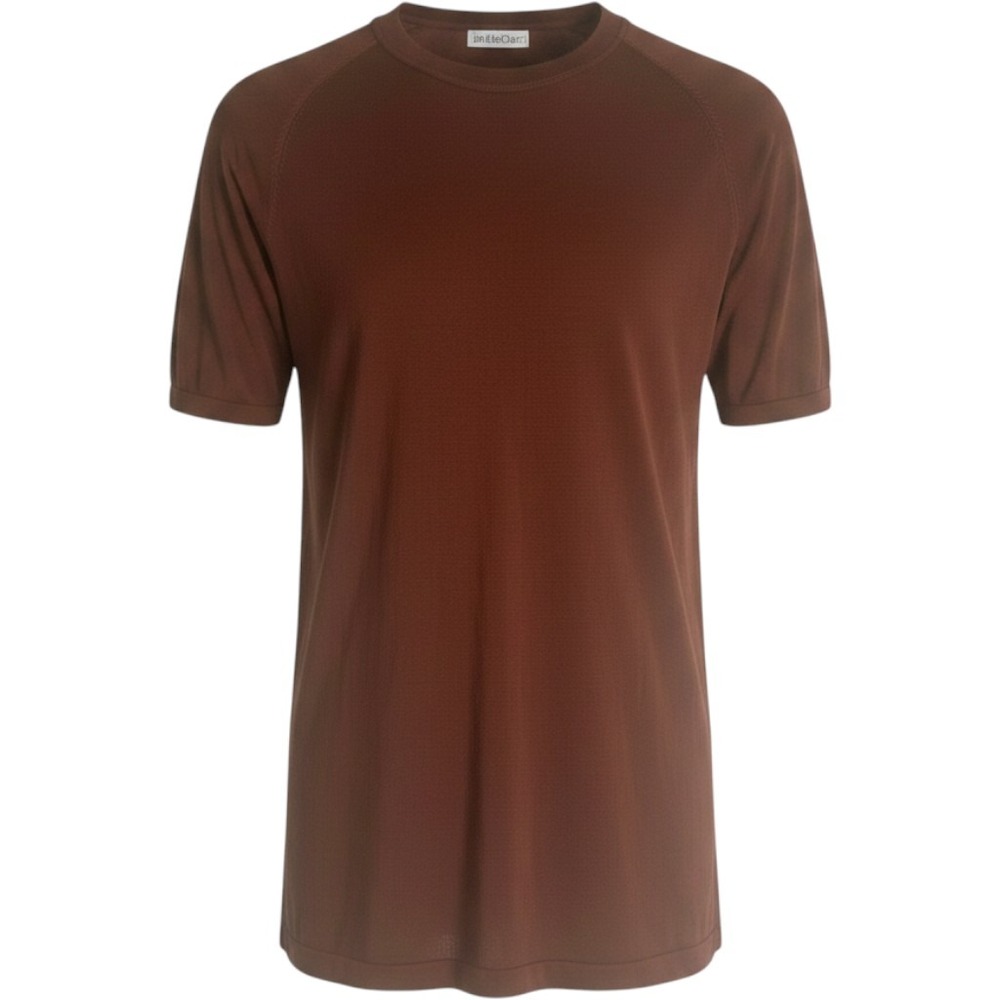 Anthology 100% Silk Knit Top Brown Short Sleeve Raglan Crew Neck Large RNโ 78987